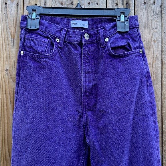 Zara Rich Purple Denim wide leg jeans - Picture 2 of 9